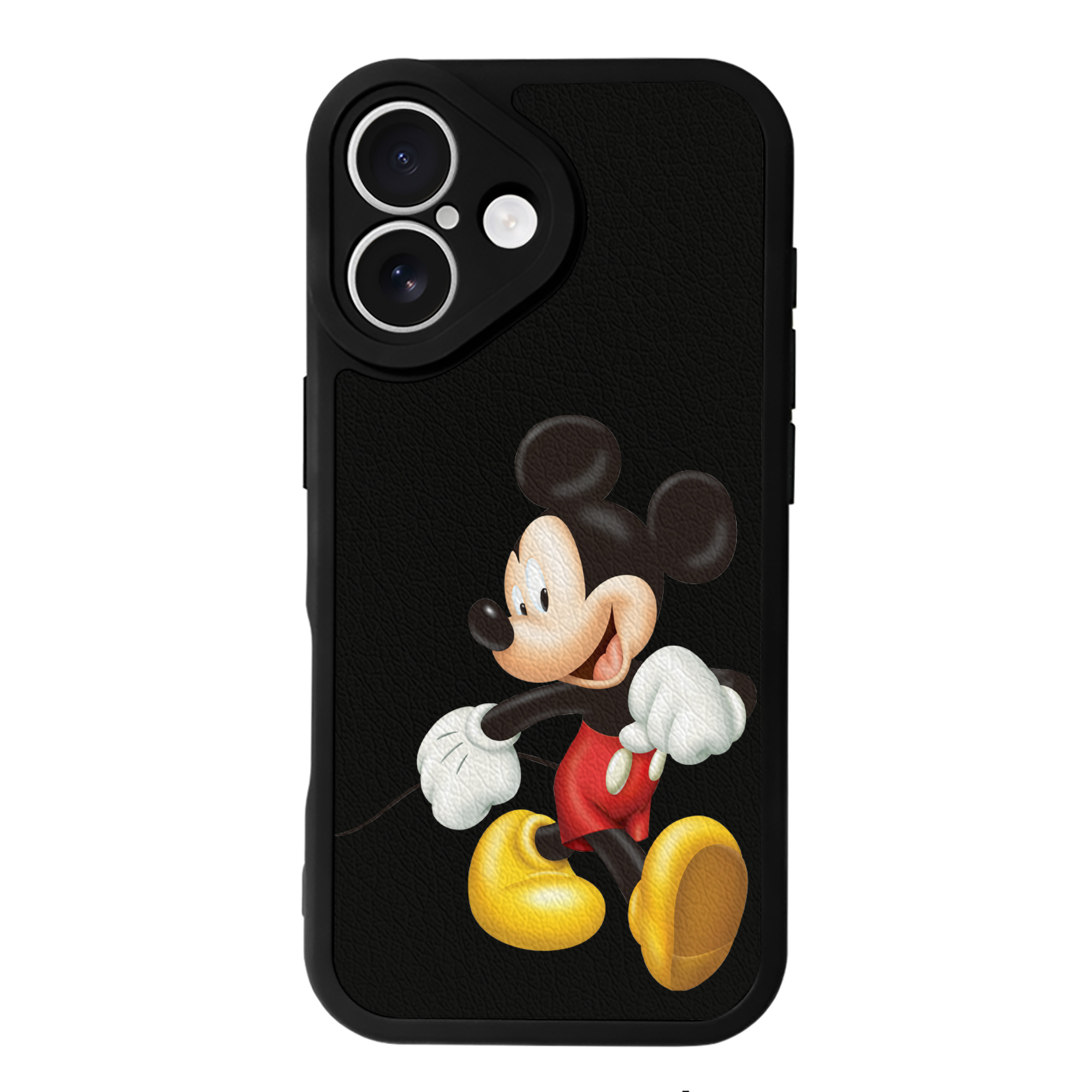 （画像用） ミッキーマウス Mickey Mouse 【iPhone 16シリーズ対応】シリコンスマホケース（レザー調） 材質：シリコン
